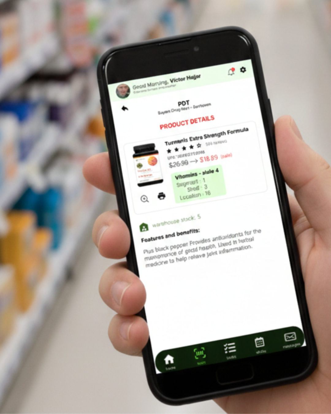 Detailed Product View screen mockup